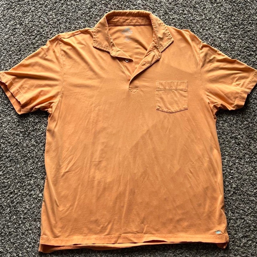 Peter Millar Seaside Wash Orange Polo Shirt Mens Size M Short Sleeve Pocket Golf